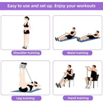 شريط مقاومة بأربعة مستويات مع مقابض مانعة للانزلاق - معدات لياقة بدنية منزلية لتدريب عضلات البطن واليوغا وتقوية عضلات البطن